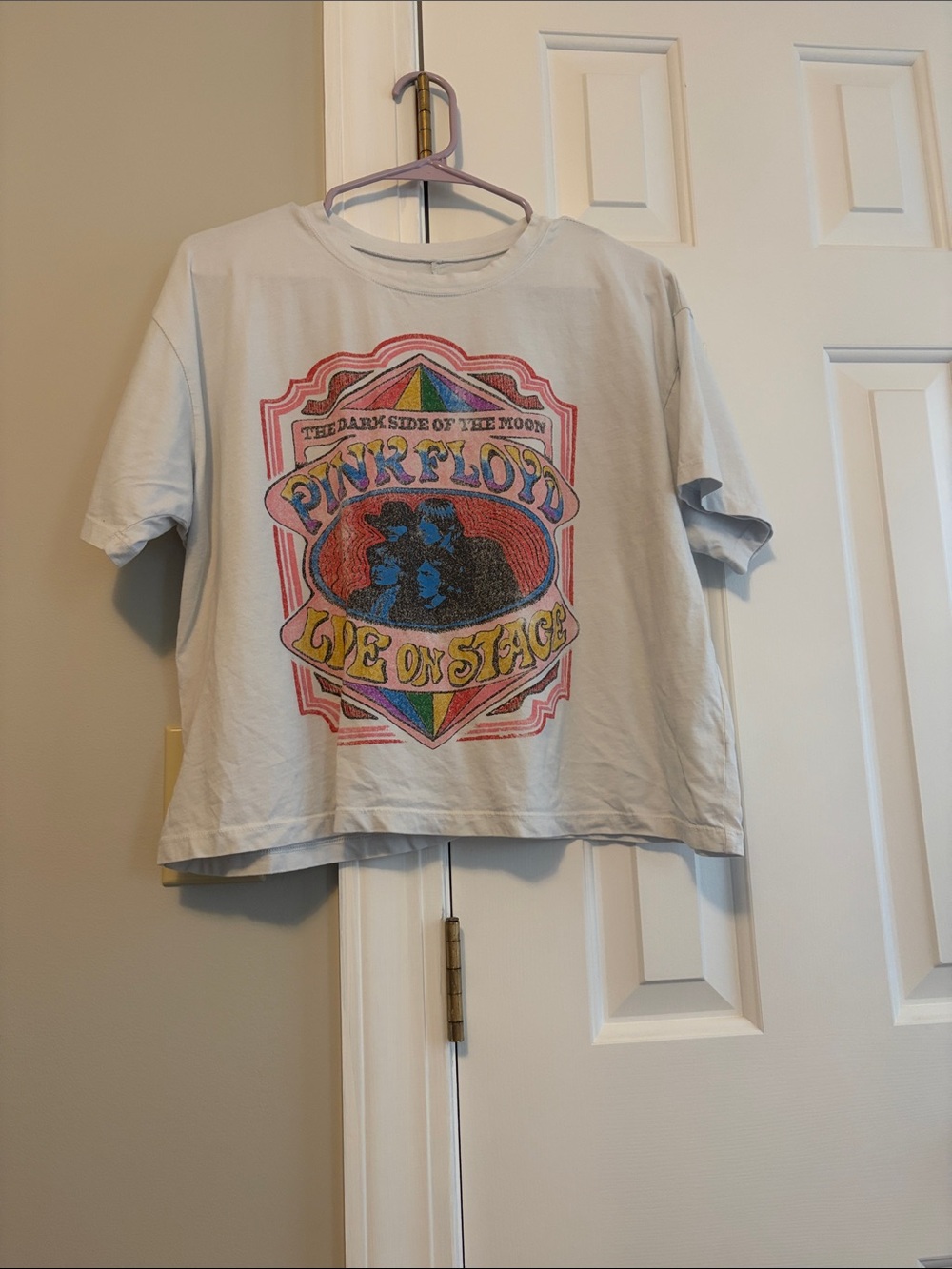 Pink Floyd Light Blue Graphic Tee with Multicolor Print
